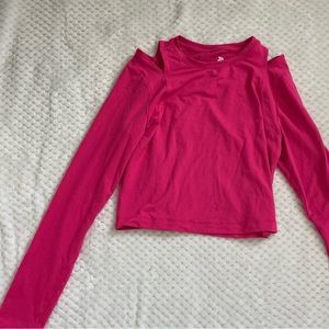 All in Motion pink teen athletic shirt cutout size small nylon and spandex